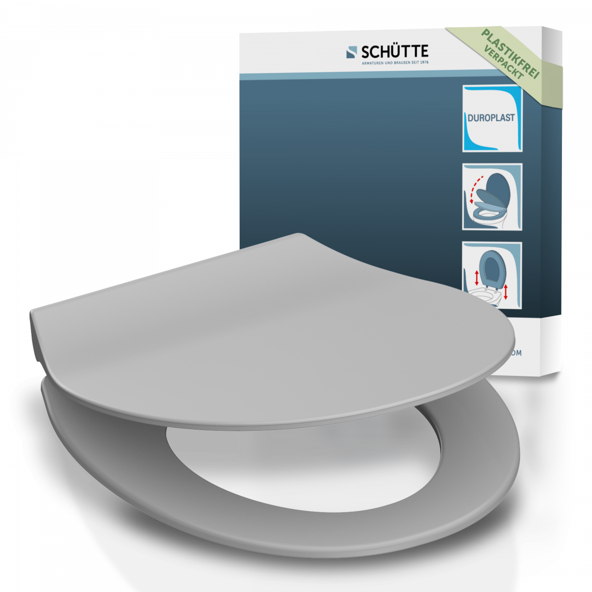 Duroplast WC-Sitz SLIM Grey, mit Absenkautomatik und Schnellverschluss