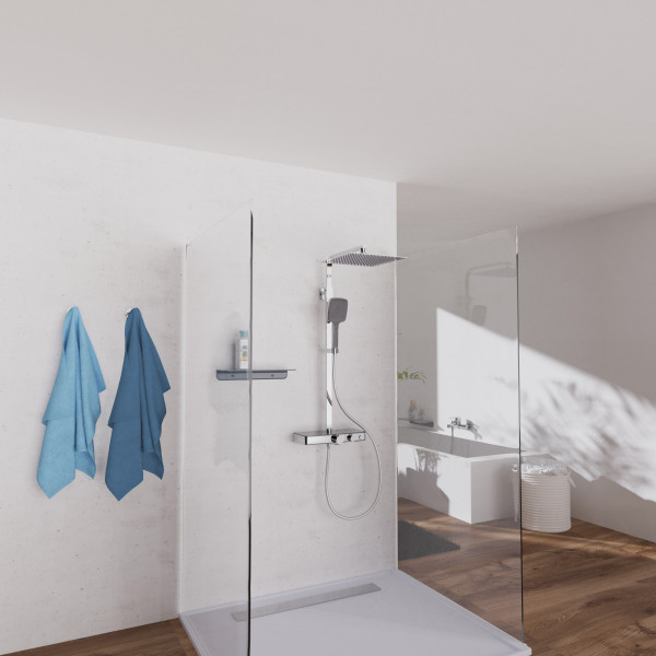 OCEAN &Uuml;berkopf-Brauseset, mit Thermostatarmatur, Chrom/Anthrazit, mit Ablage