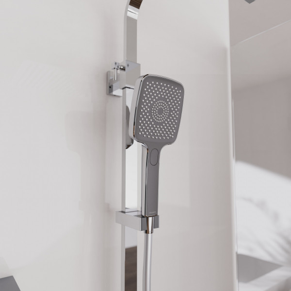 OCEAN &Uuml;berkopf-Brauseset, mit Thermostatarmatur, Chrom/Anthrazit, mit Ablage