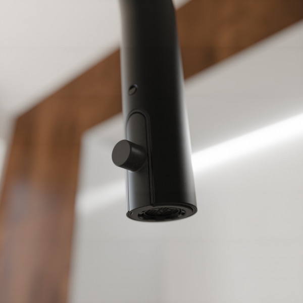 BLACKPOOL Sp&uuml;ltischarmatur, Schwarz matt, mit herausziehbarem Auslauf