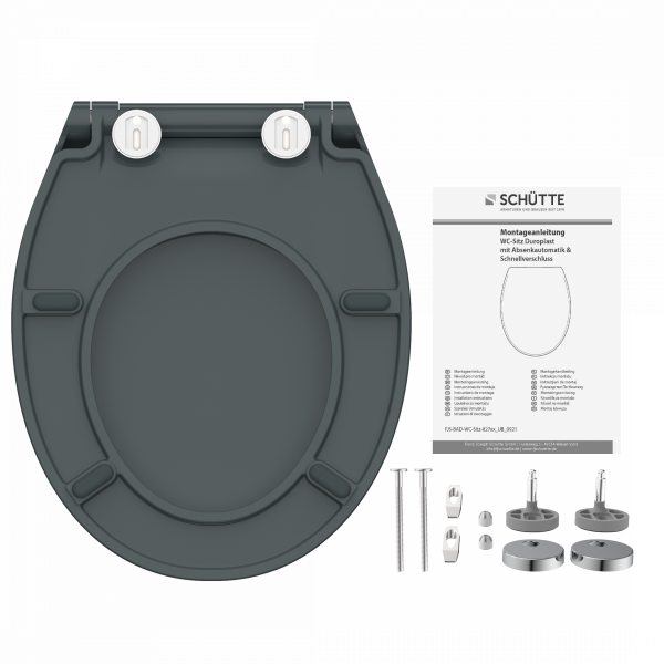 Duroplast WC-Sitz SLIM Anthrazit, mit Absenkautomatik und Schnellverschluss
