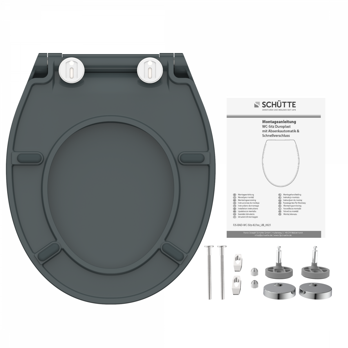 Duroplast WC-Sitz SLIM Anthrazit, mit Absenkautomatik und Schnellverschluss
