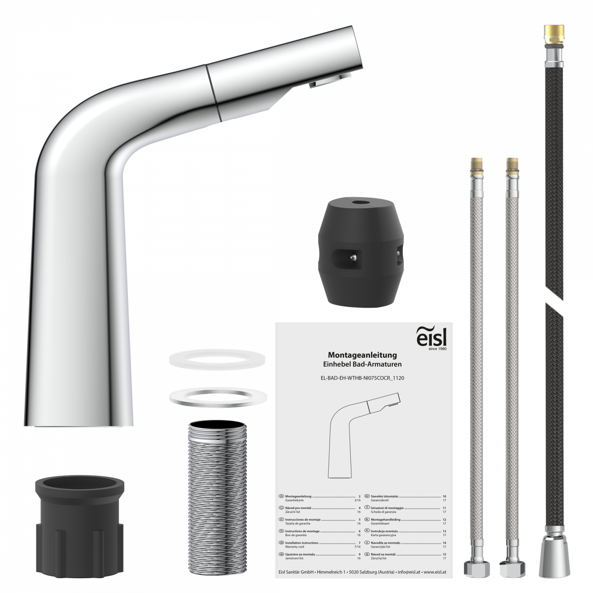 Waschtischarmatur COOL, mit herausziehbarer Haarbrause, Chrom