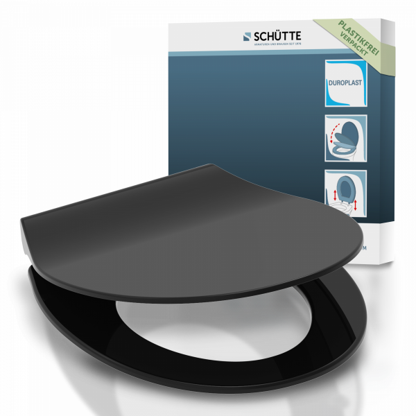 Duroplast WC-Sitz SLIM Black, mit Absenkautomatik und Schnellverschluss