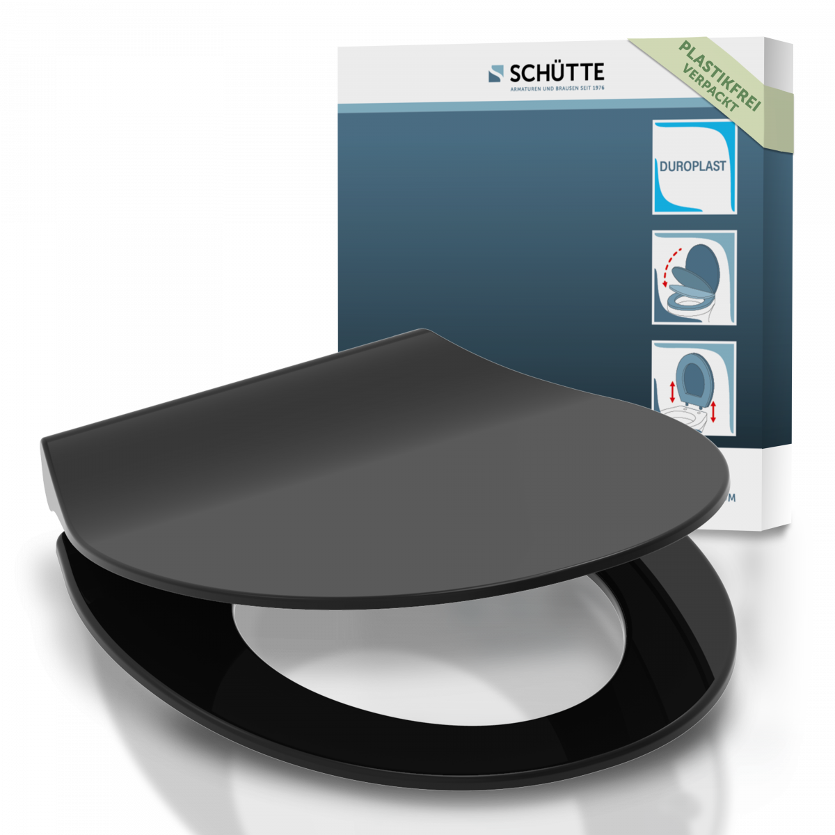 Duroplast WC-Sitz SLIM Black, mit Absenkautomatik und Schnellverschluss