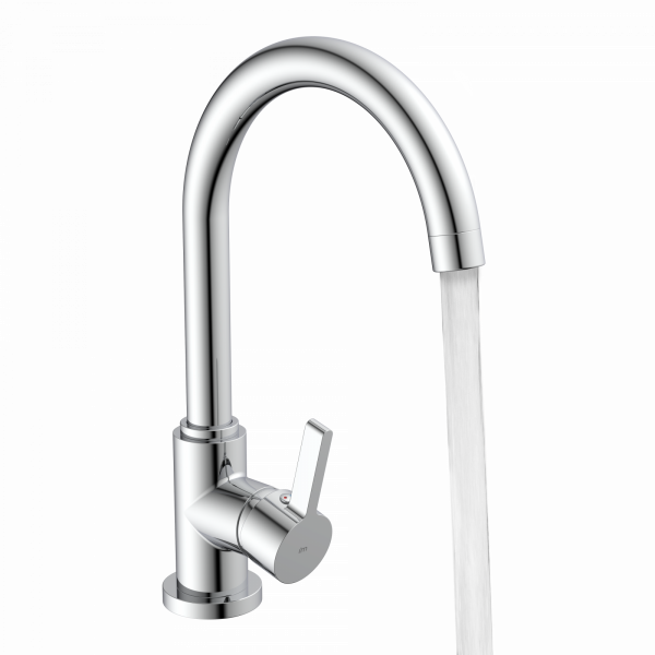 Küchenarmatur Leona, in Chrom mit Rundbogenauslauf, Hochdruck