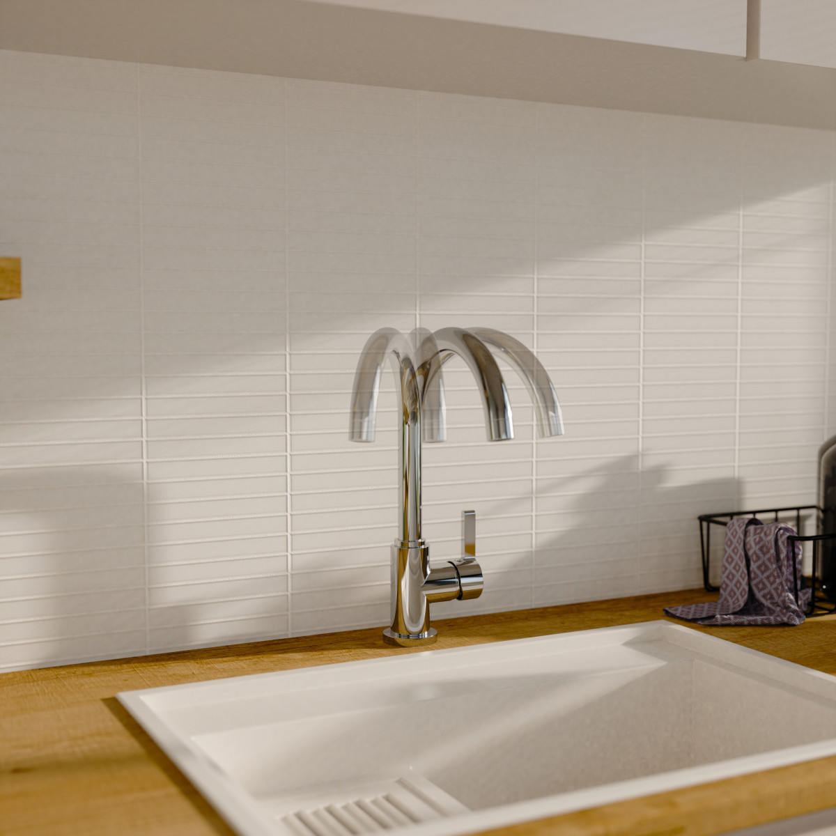 Küchenarmatur Leona, in Chrom mit Rundbogenauslauf, Hochdruck