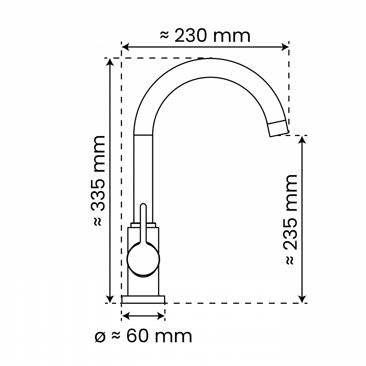 Küchenarmatur Leona, in Chrom mit Rundbogenauslauf, Hochdruck