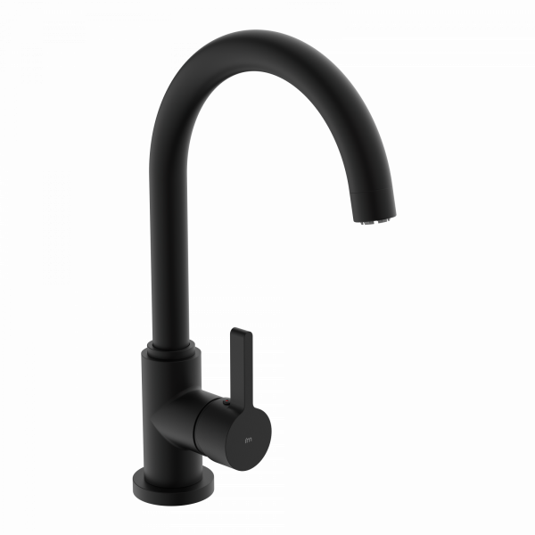 K&uuml;chenarmatur Leona, in Schwarz matt mit Rundbogenauslauf, Niederdruck
