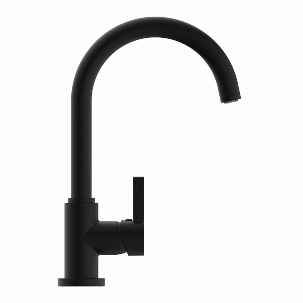 K&uuml;chenarmatur Leona, in Schwarz matt mit Rundbogenauslauf, Niederdruck