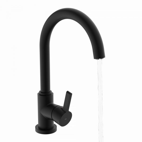 K&uuml;chenarmatur Leona, in Schwarz matt mit Rundbogenauslauf, Niederdruck