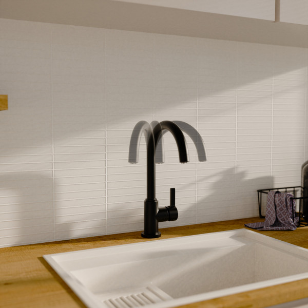 K&uuml;chenarmatur Leona, in Schwarz matt mit Rundbogenauslauf, Niederdruck