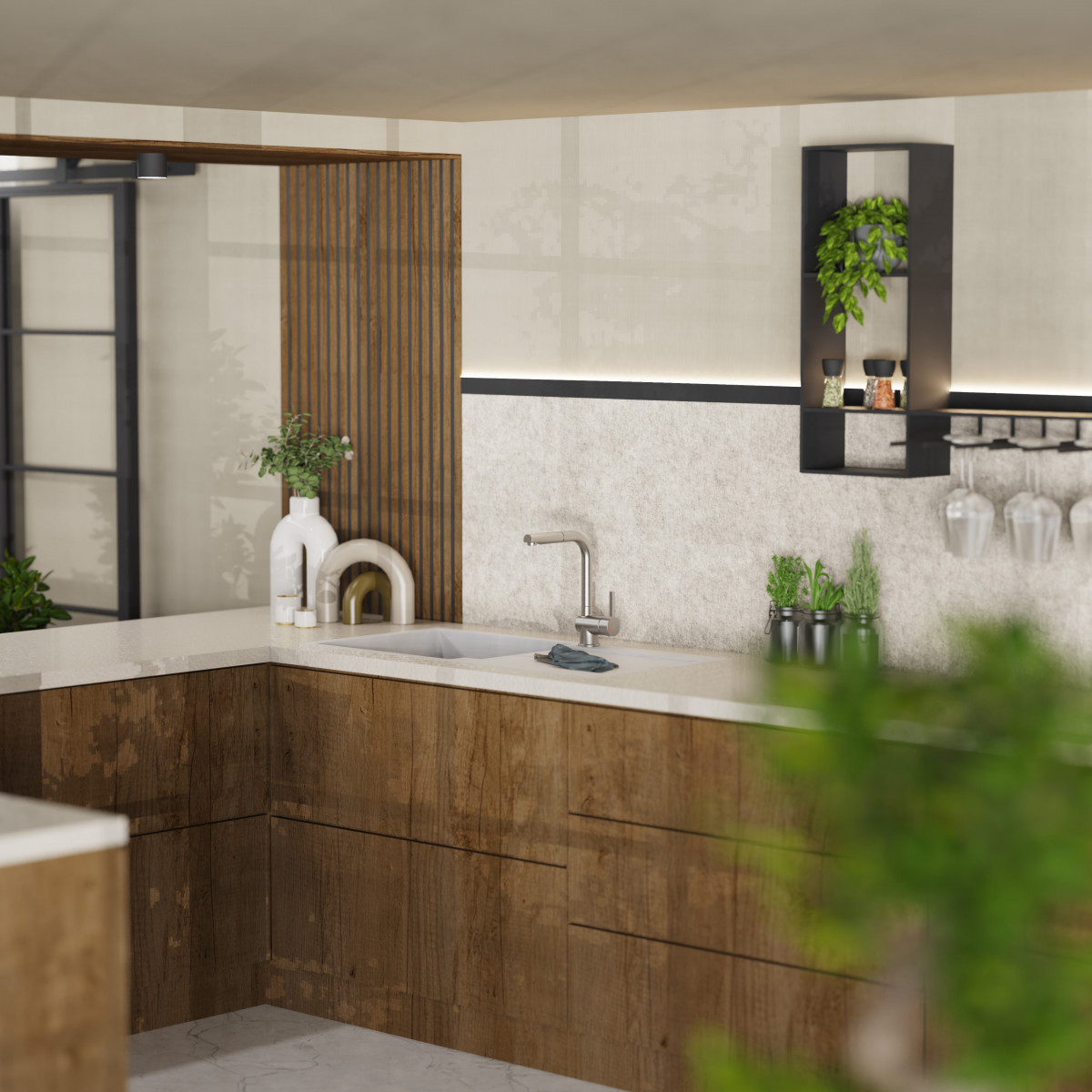 WK 4 Pro in Edelstahloptik, Küchenarmatur mit herausziehbarem Auslauf