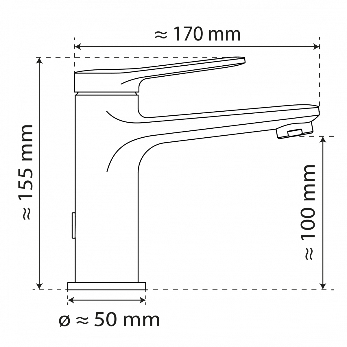 WT 12 in Schwarz, Waschtischarmatur mit schlankem Design