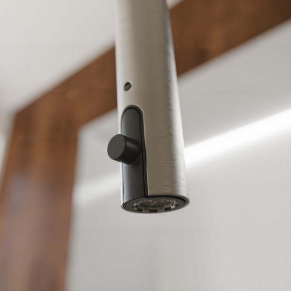 BLACKPOOL Spültischarmatur, Edelstahloptik, mit herausziehbarem Auslauf