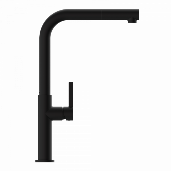 K&uuml;chenarmatur Cassia, in Schwarz matt mit herausziehbarer Geschirrbrause, Hochdruck