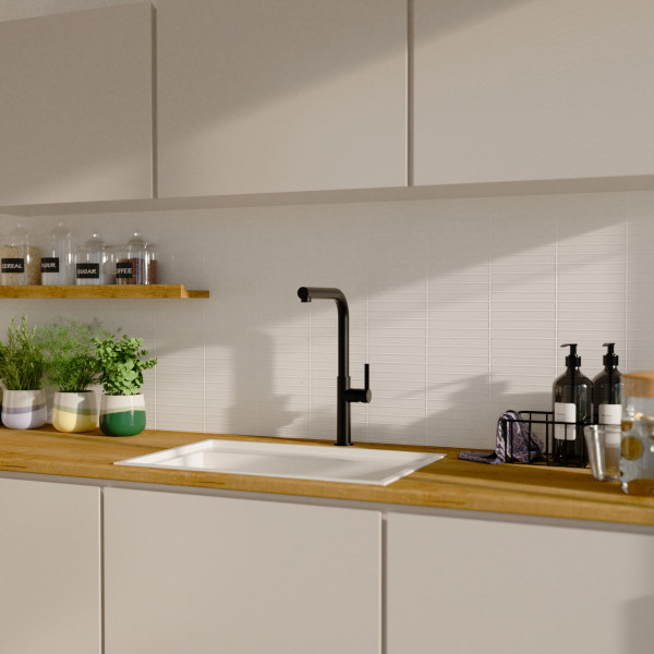 K&uuml;chenarmatur Cassia, in Schwarz matt mit herausziehbarer Geschirrbrause, Hochdruck