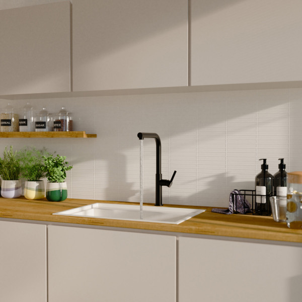 K&uuml;chenarmatur Cassia, in Schwarz matt mit herausziehbarer Geschirrbrause, Hochdruck