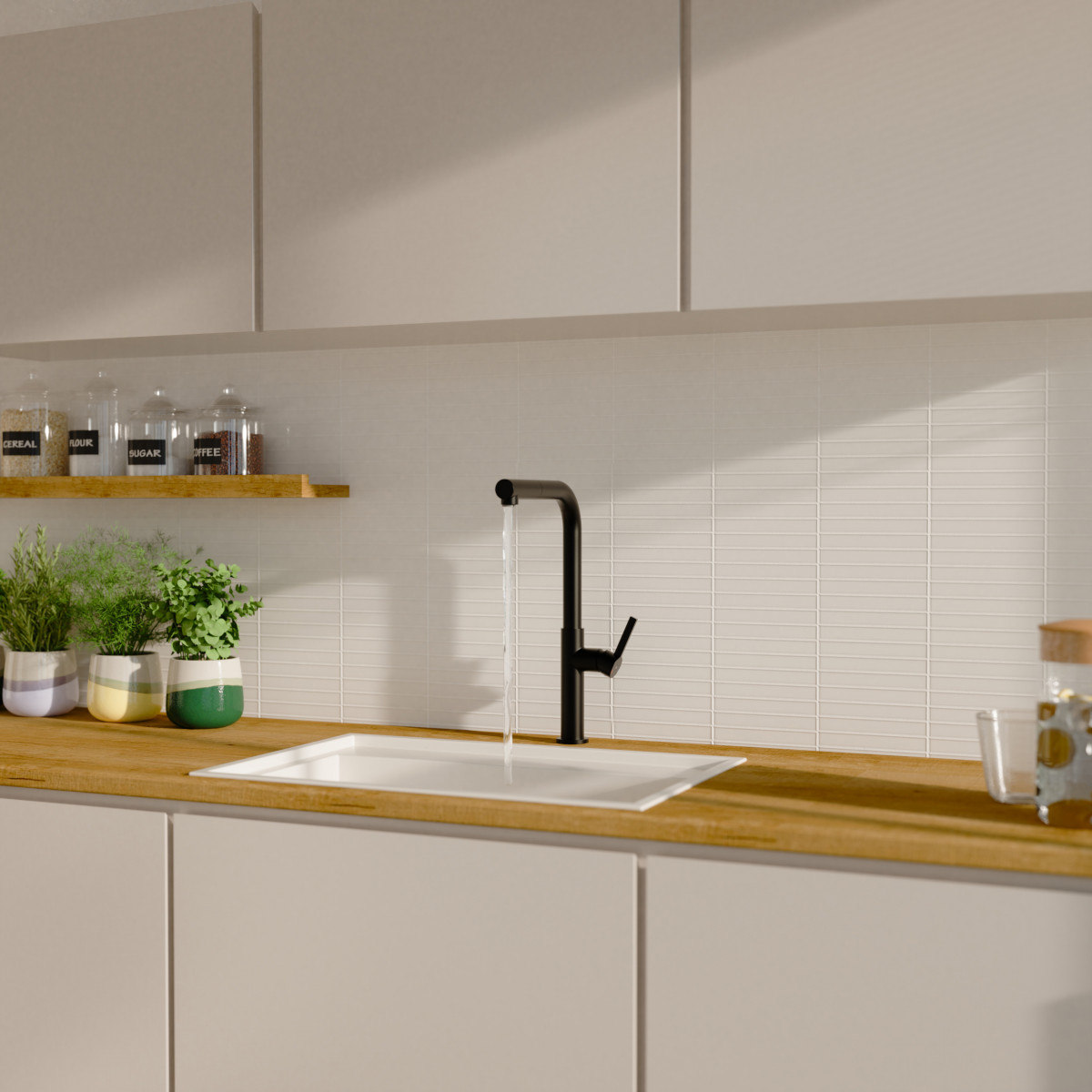 Küchenarmatur Cassia, in Schwarz matt mit herausziehbarer Geschirrbrause, Niederdruck