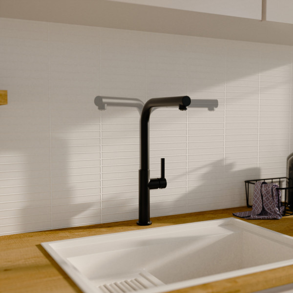Küchenarmatur Cassia, in Schwarz matt mit herausziehbarer Geschirrbrause, Niederdruck