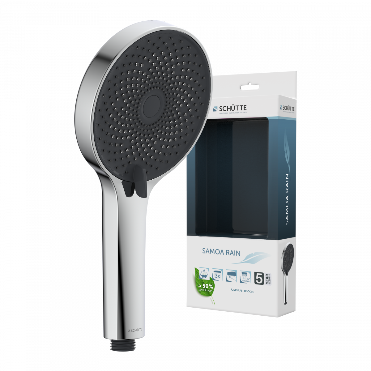 SAMOA RAIN Duschkopf, wassersparend, Chrom/Anthrazit
