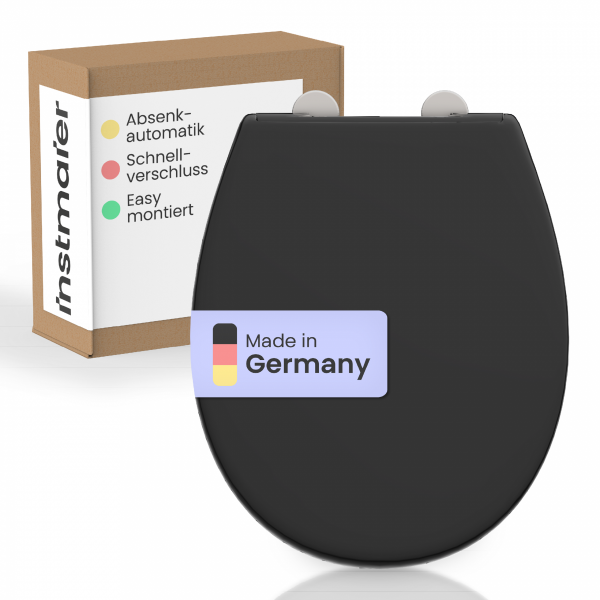 WC-Sitz Alma Made in Germany, in Schwarz mit Absenkautomatik und Schnellverschluss, O-Form