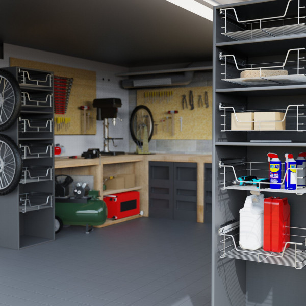 Teleskopschublade, Chrom, f&uuml;r 60 cm Schrank