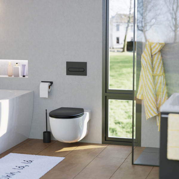 WC-Sitz Helma, in Schwarz mit Absenkautomatik und Schnellverschluss, O-Form