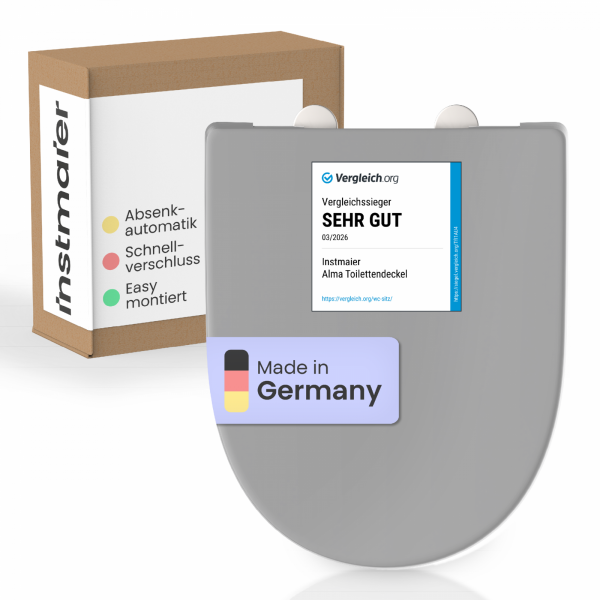 WC-Sitz Alma Made in Germany, in Grau mit Absenkautomatik, D-Form