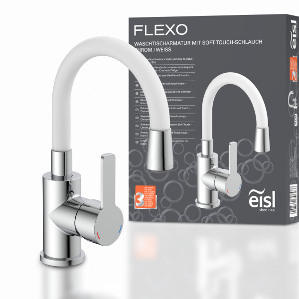Waschtischarmatur FLEXO, Chrom/Weiß