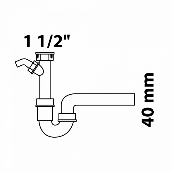Spültisch-Röhrensiphon, 40mm aus Kunststoff mit Geräteanschluss, Grau