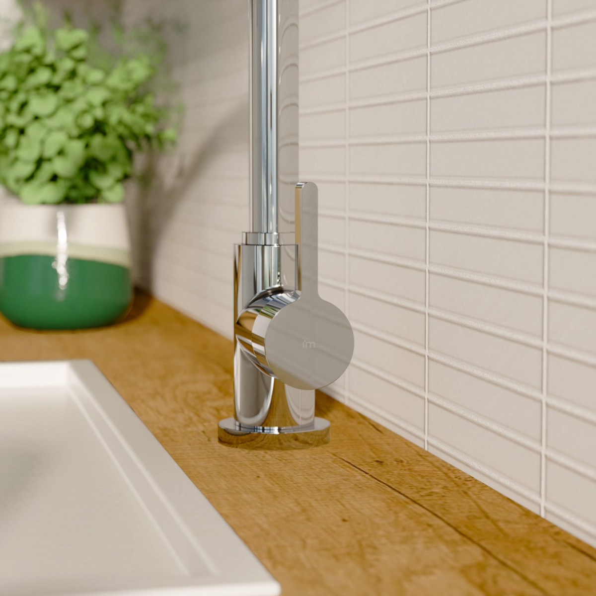 Küchenarmatur Leona, in Chrom mit Rundbogenauslauf, Niederdruck