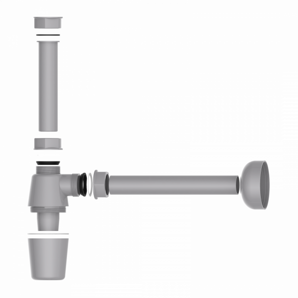Flaschensiphon, 1 1/4"x32 mm aus Kunststoff, Grau"