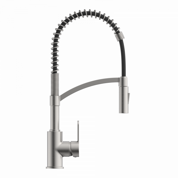 WK 3 in Edelstahloptik, Küchenarmatur mit innovativem Spiralfeder-Design