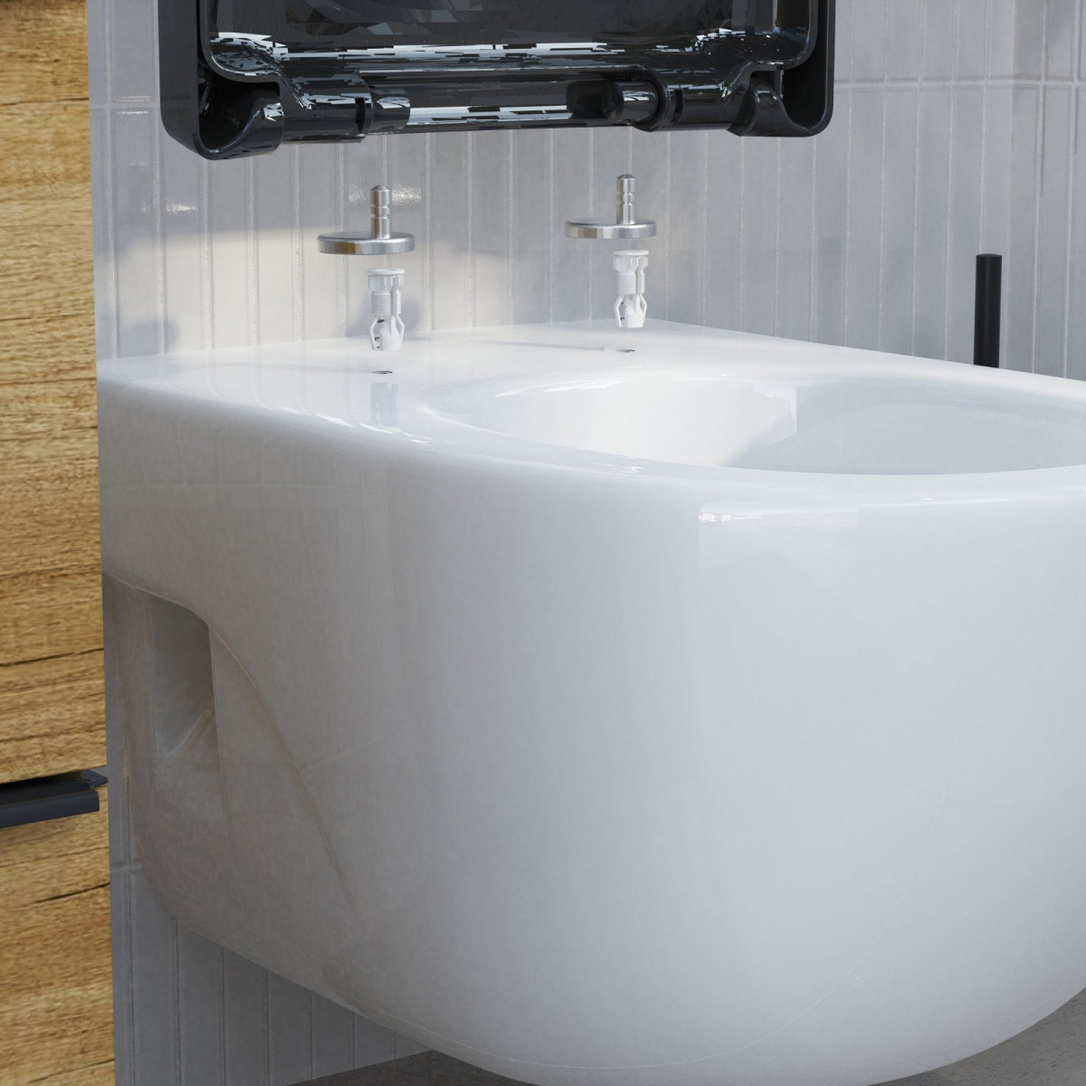 Montierung eines WC-Sitzes mit Montagematerial