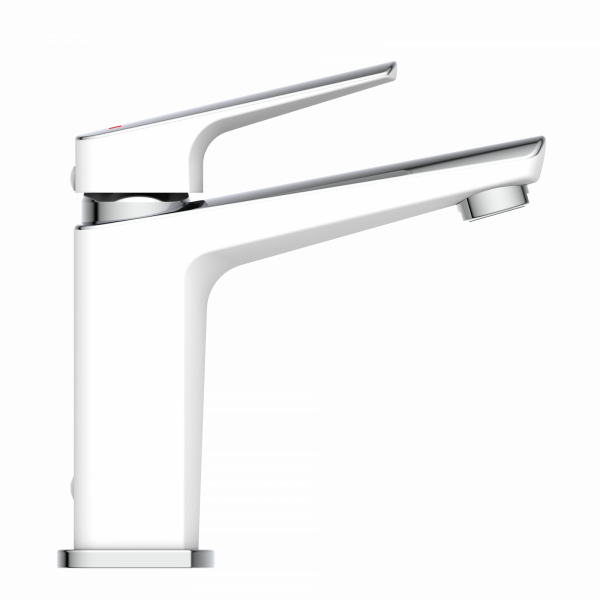 Waschtischarmatur Amelie, in Chrom/Weiß und minimalistischer Form