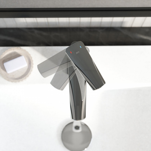 Waschtischarmatur Amelie, in Chrom/Weiß und minimalistischer Form