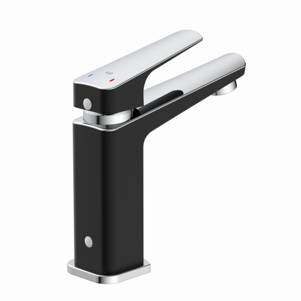 Waschtischarmatur Amelie, in Chrom/Schwarz und minimalistischer Form