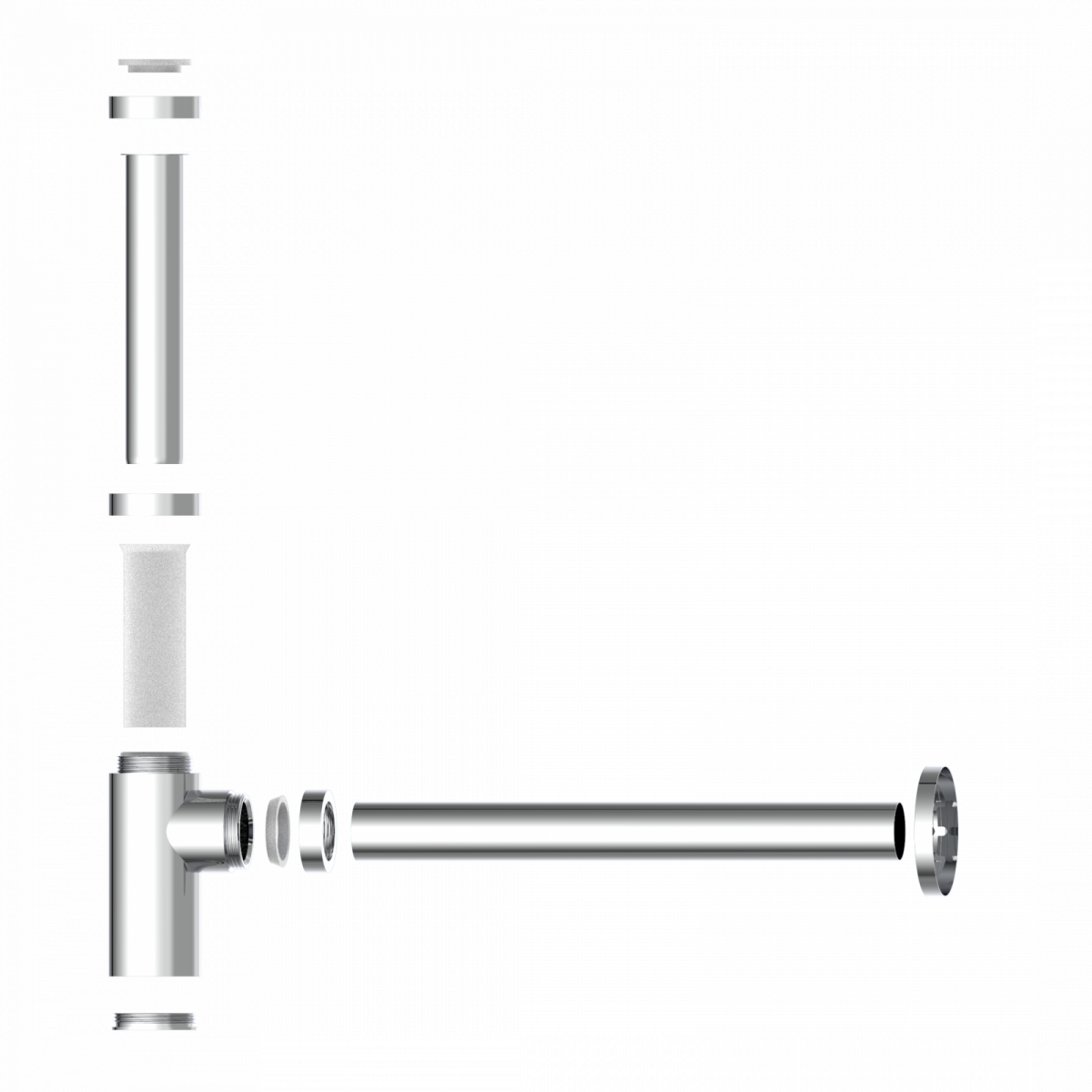 Design-Flaschensiphon, Chrom, 1 1/4" x 32 mm"