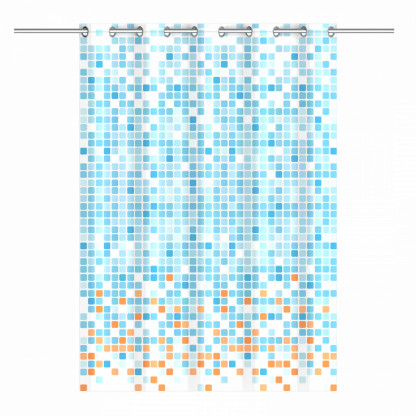Duschvorhang, Mosaik blau/orange