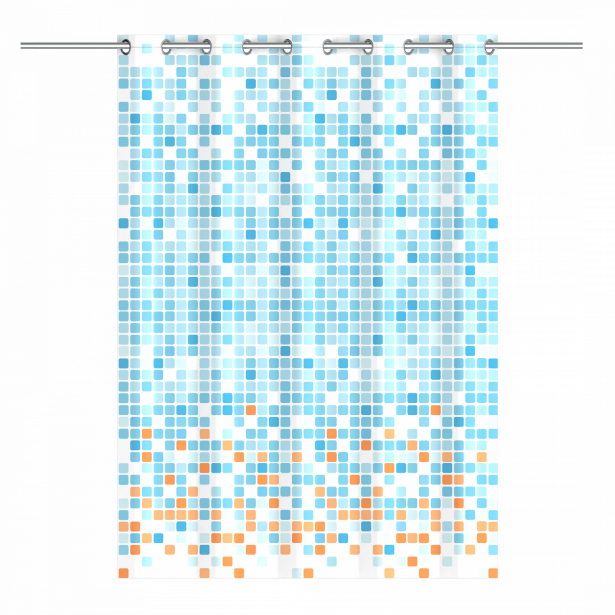 Duschvorhang, Mosaik blau/orange