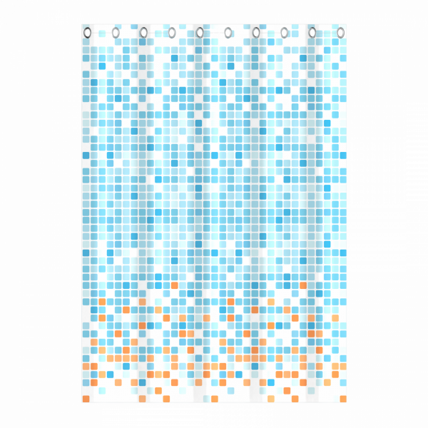 Duschvorhang, Mosaik blau/orange