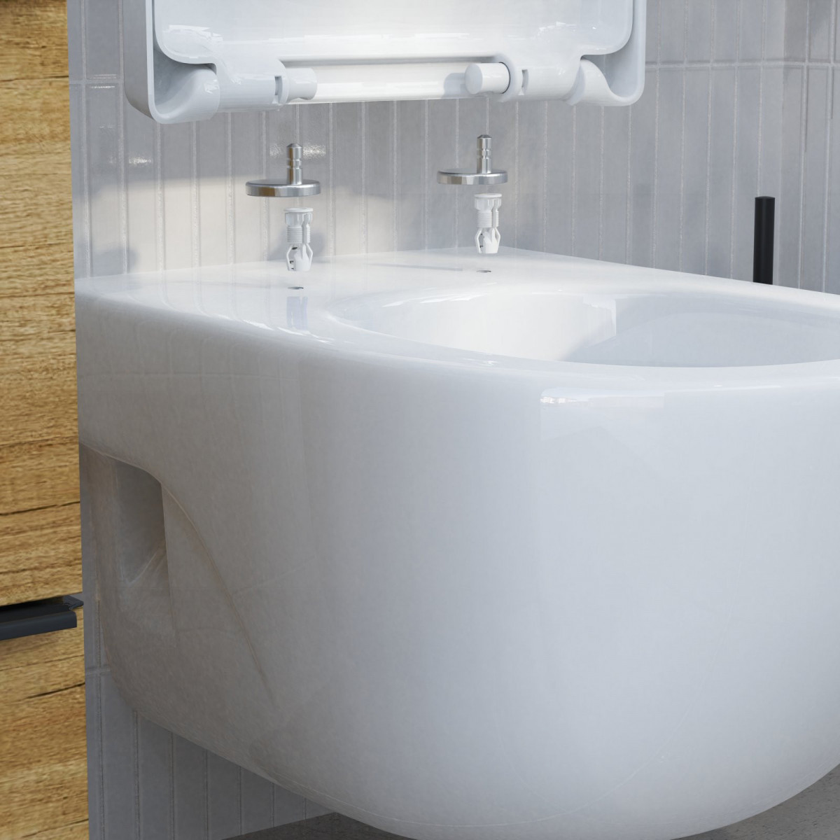 Montierung eines WC-Sitzes mit Montagematerial