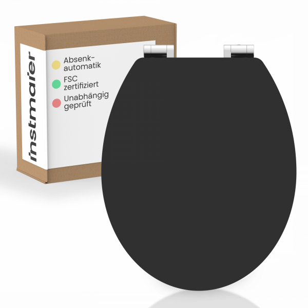 WC-Sitz Gaia aus MDF, in Schwarz mit Absenkautomatik, FSC-zertifiziert