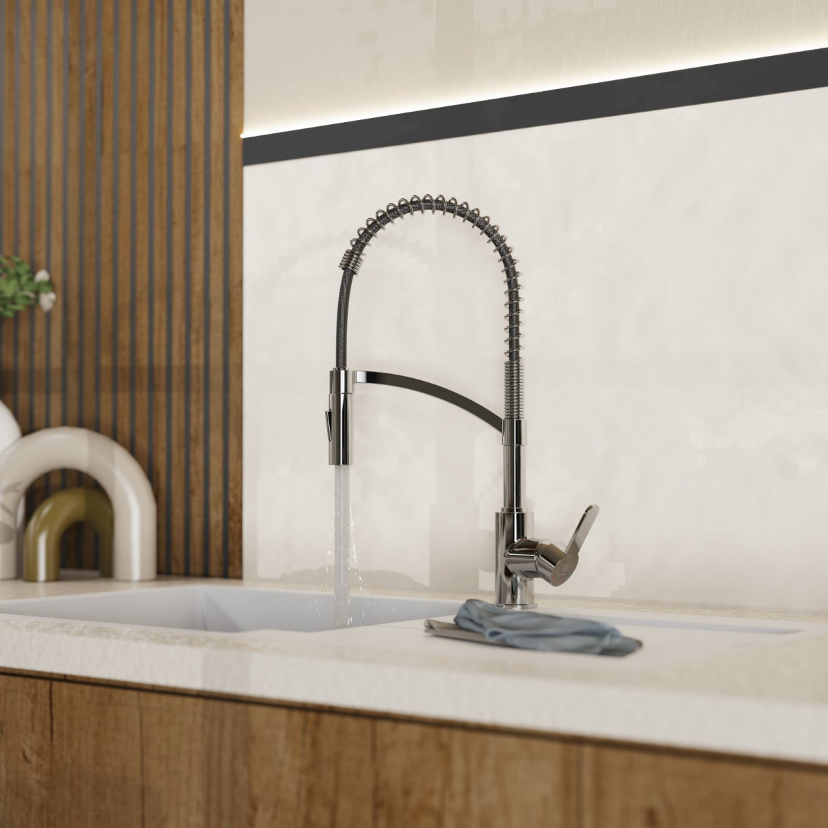 WK 3 in Chrom, Küchenarmatur mit innovativem Spiralfeder-Design
