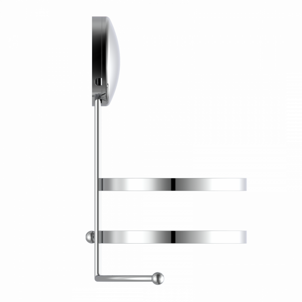 Wandhalterung aus Metall mit zwei horizontalen Halteringen in seitlicher Ansicht.