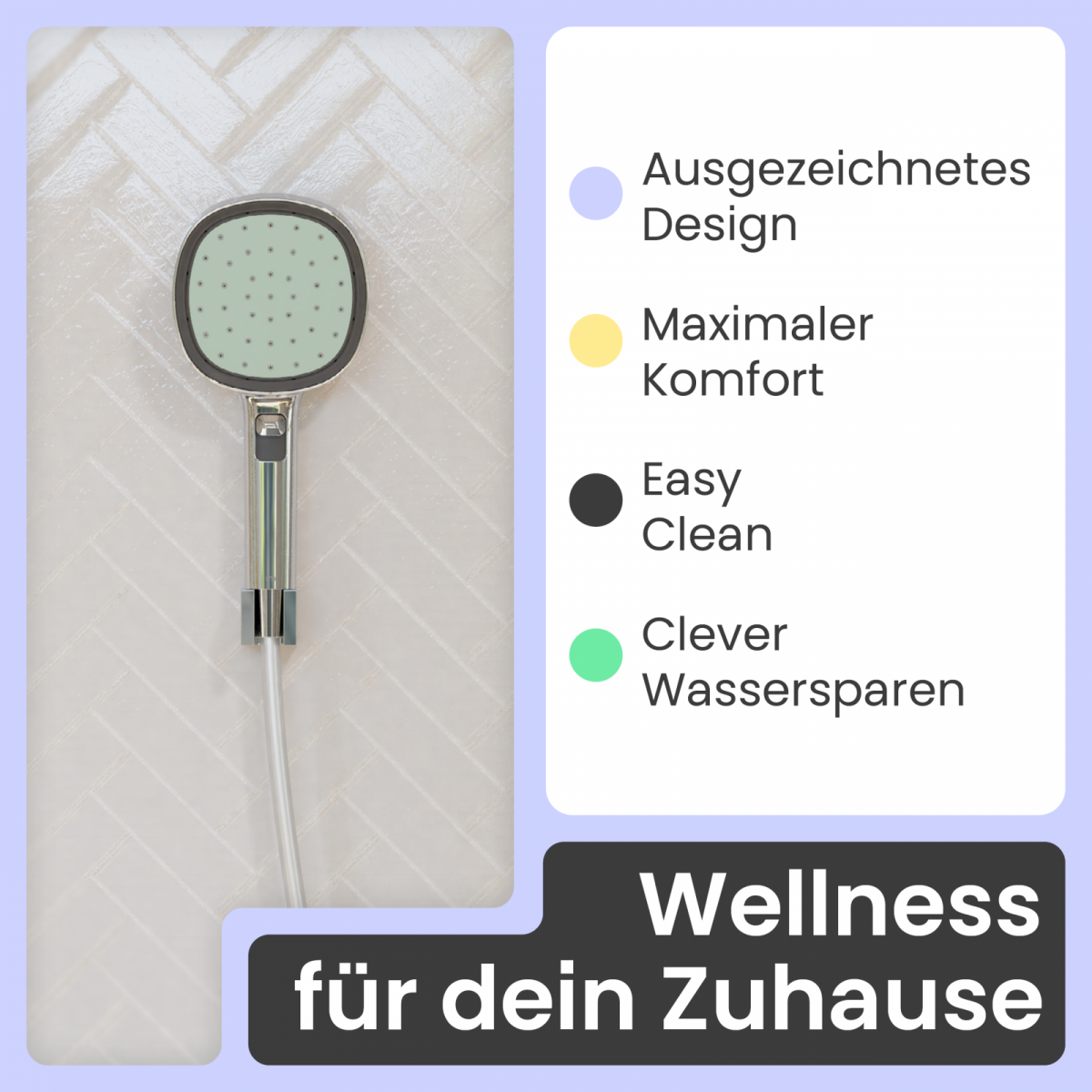 Duschbrause Set Cleo, in Chrom/Salbei mit Schlauch und 3 Strahlarten