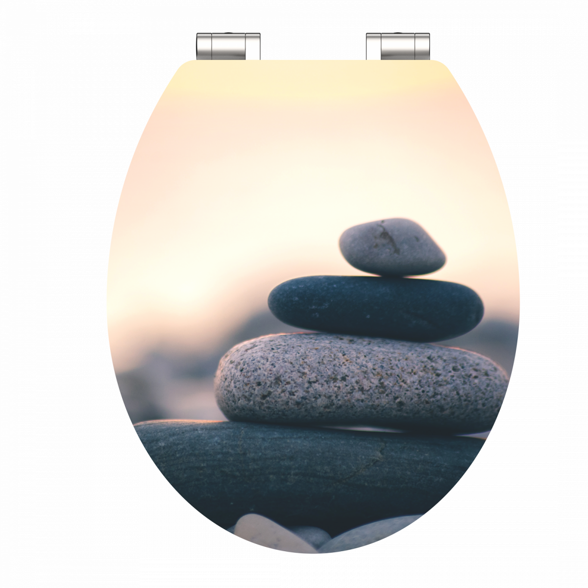 MDF WC Sitz mit Stapel-Steine-Motiv, mit FSC-Zertifizierung