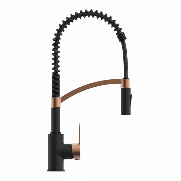 WK 3 in Schwarz/Roségold, Küchenarmatur mit innovativem Spiralfeder-Design