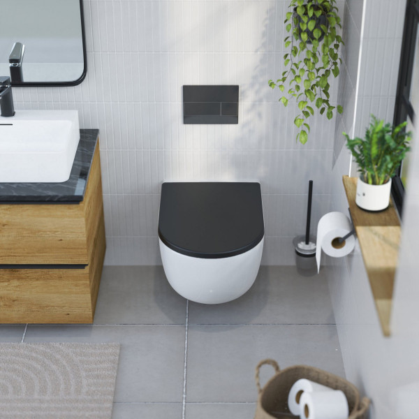 WC-Sitz Helma TÜV geprüft, in Schwarz mit Absenkautomatik und Schnellverschluss, D-Form